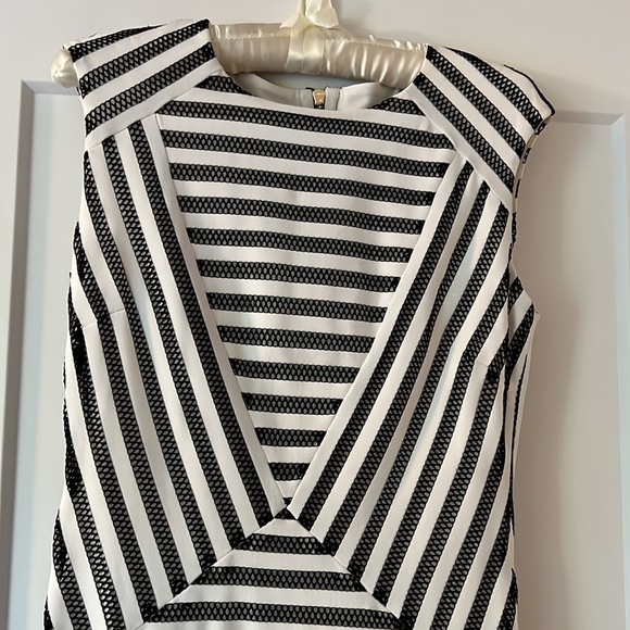 Cache White w/ black net overlay dress. Sz 4 - Picture 5 of 10